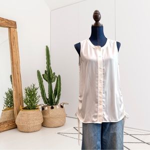 Ann Taylor Sleeveless Button Down Cinch Sides Top
